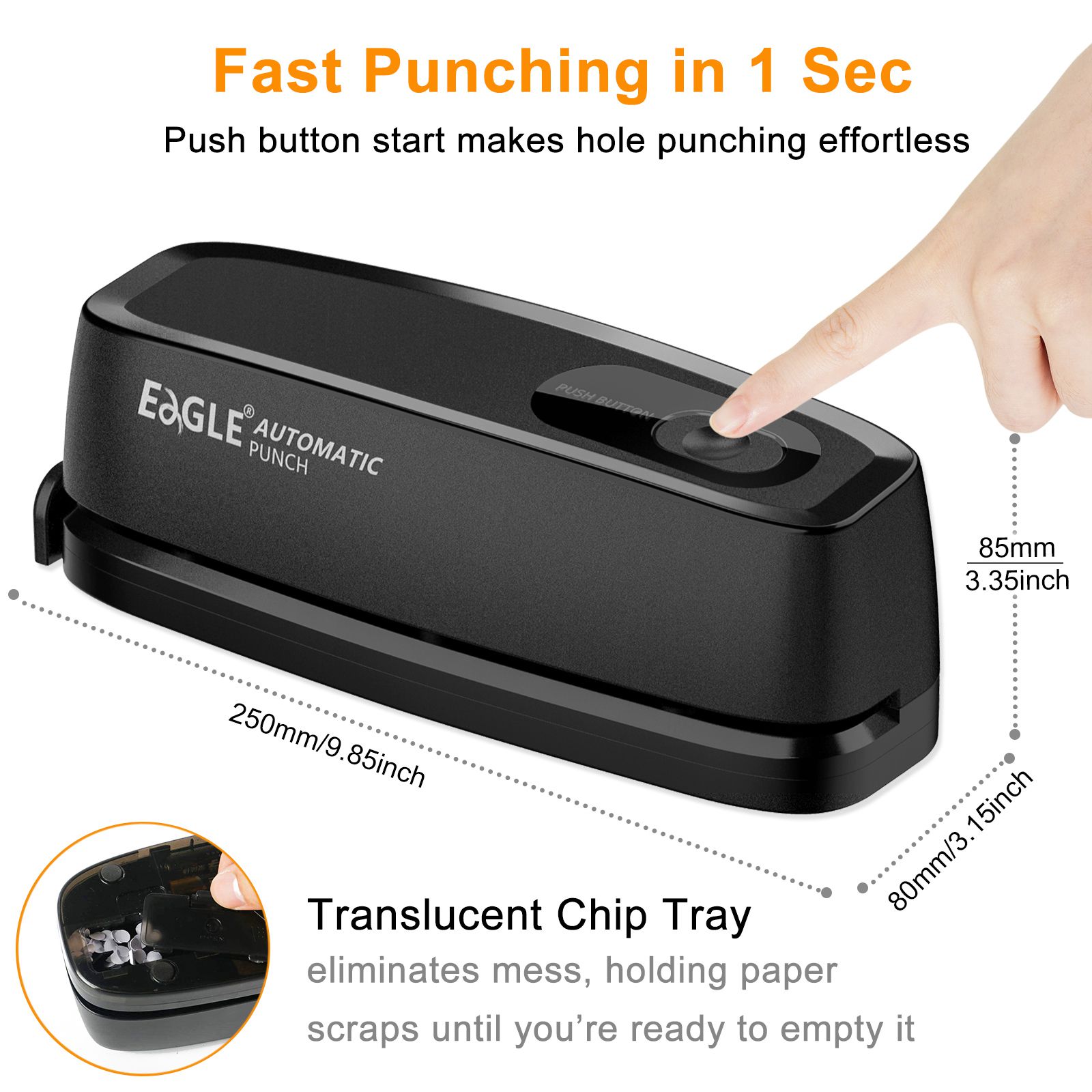 Size of Eagle EG-1680BA Automatic Three-Hole Punch