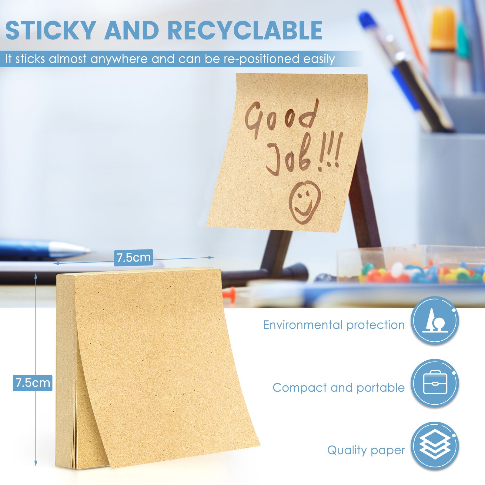 Size of Eagle 654-4KP Kraft Paper Sticky Notes