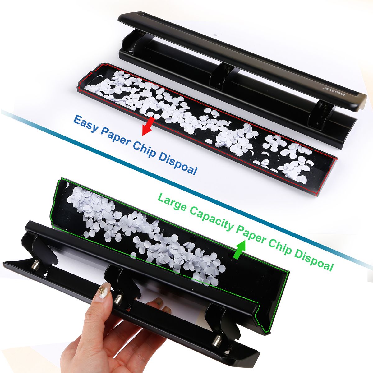 EAGLE Hot Sale Office heavy duty paper punch 4 hole paper punching equipment manual hand punch tool