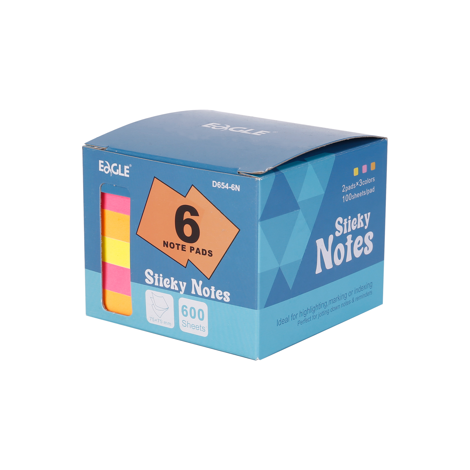 EAGLE Bulk D654-6N Sticky Note Stationery 100x6 Sheets Combination Sticky Notes