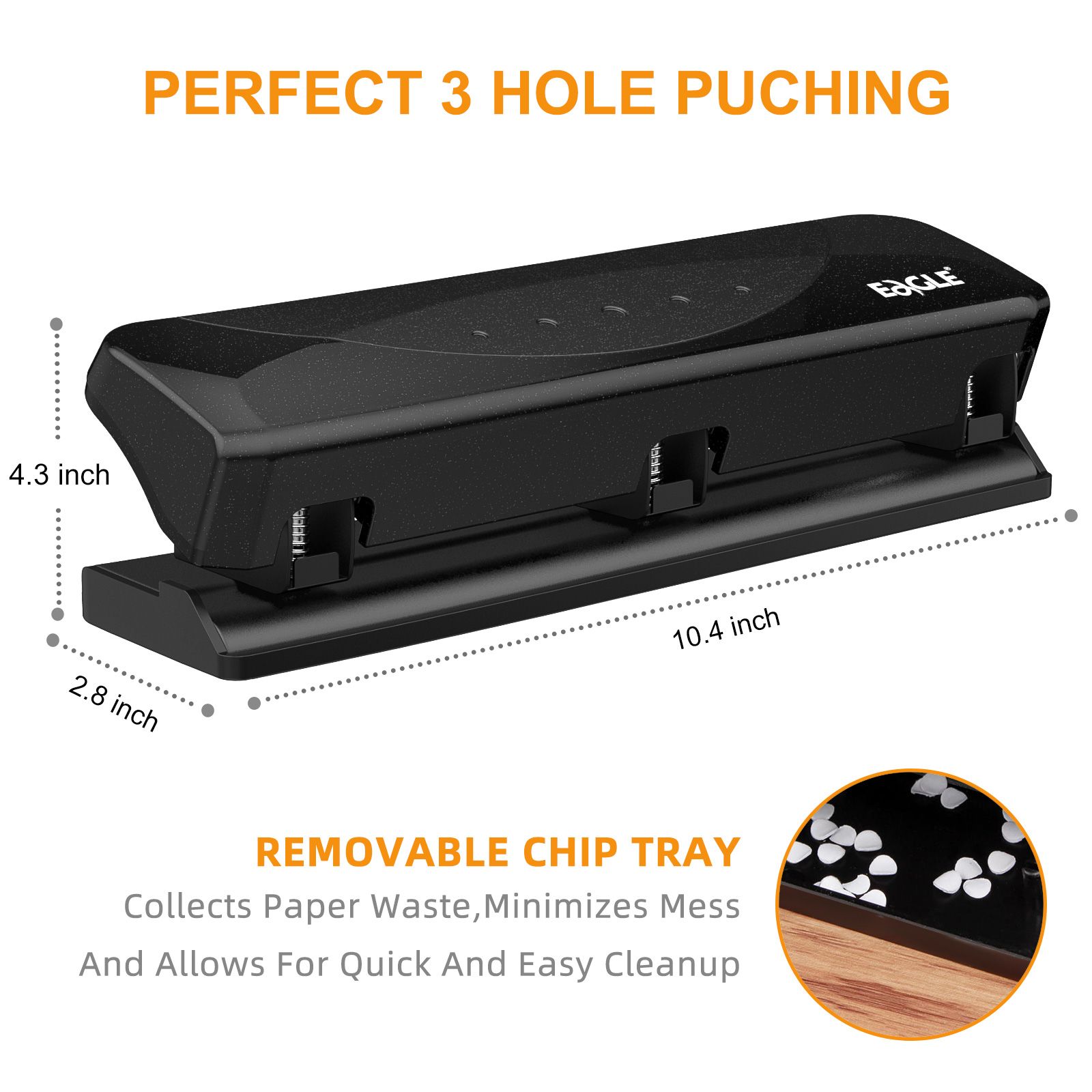 Eagle Reduced Effort 3 Hole Punch 20 Sheet Capacity P6119 Heavy Duty Squeeze Handcraft Hole Punch Tool