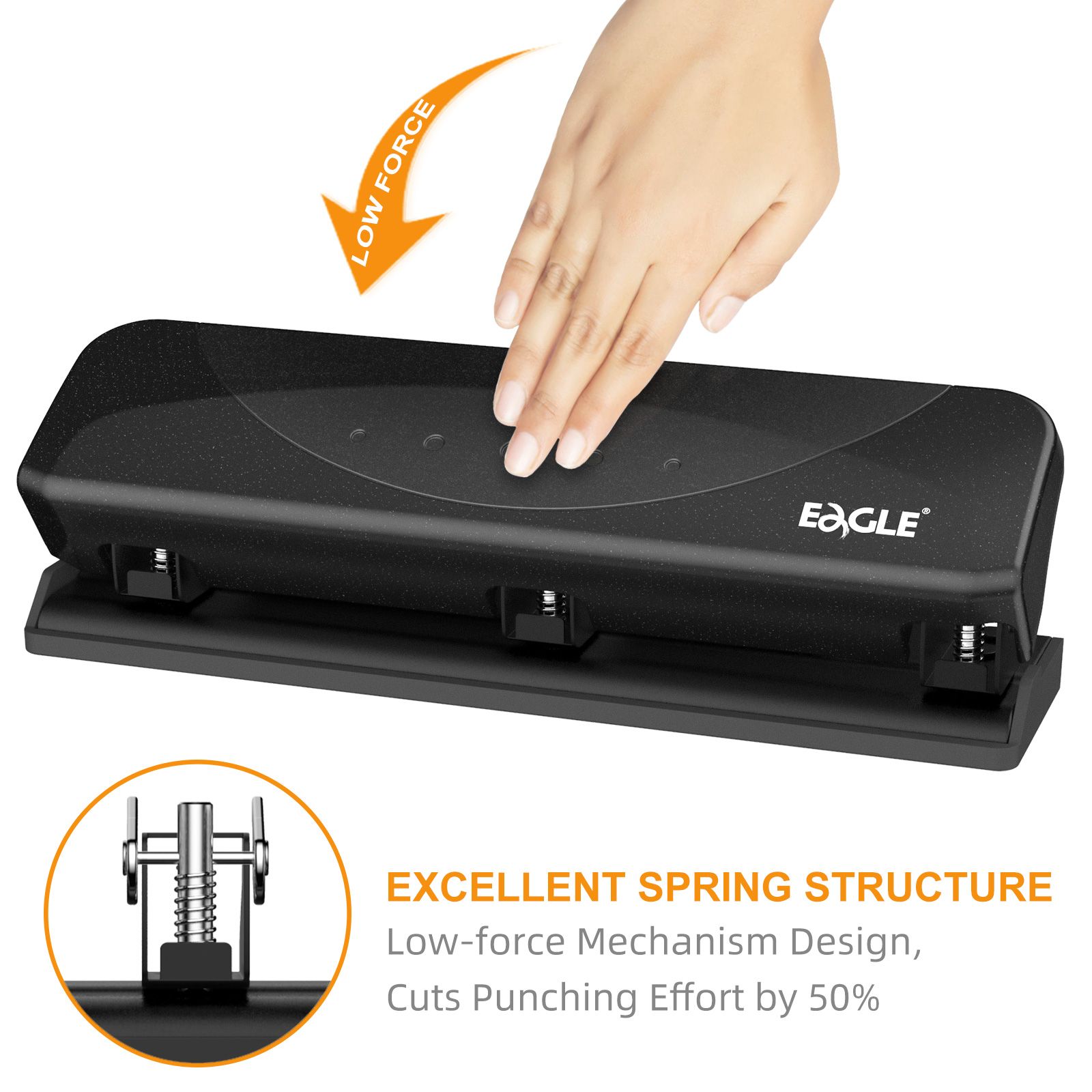 Eagle Reduced Effort 3 Hole Punch 20 Sheet Capacity P6119 Heavy Duty Squeeze Handcraft Hole Punch Tool