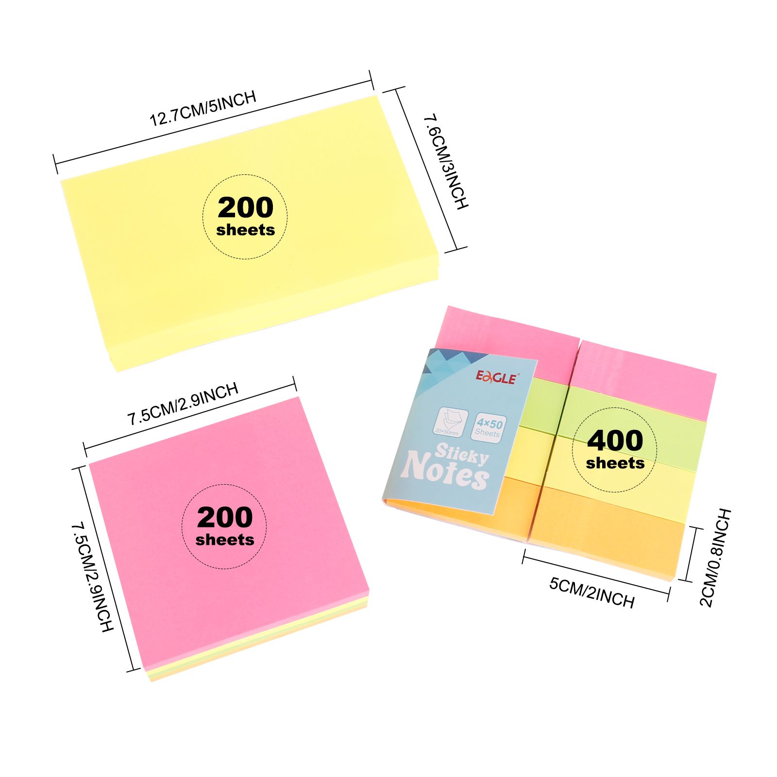 EAGLE SN-04N1 Sticky Note 20x50mm/75x75mm/76x127MM Removable Sticky Notes For Office Supply School Usage