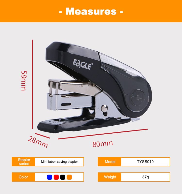 EAGLE Office Stationery Eagle TYSS010 stapler plastic 87g hand stapler with multiple colors mini stapler