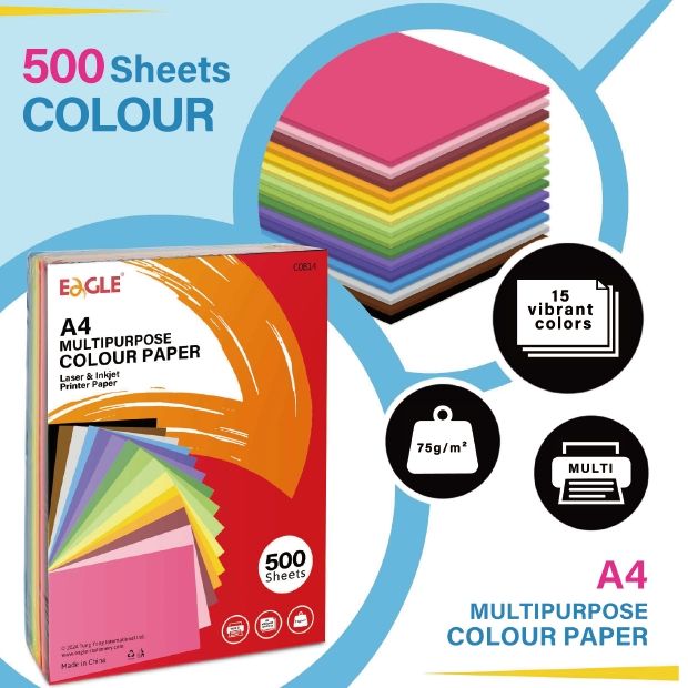 Eagle C0814 AA Grade Colorful 75gsm 80gsm Stationery School Sketch Sheet Copier Copy Paper