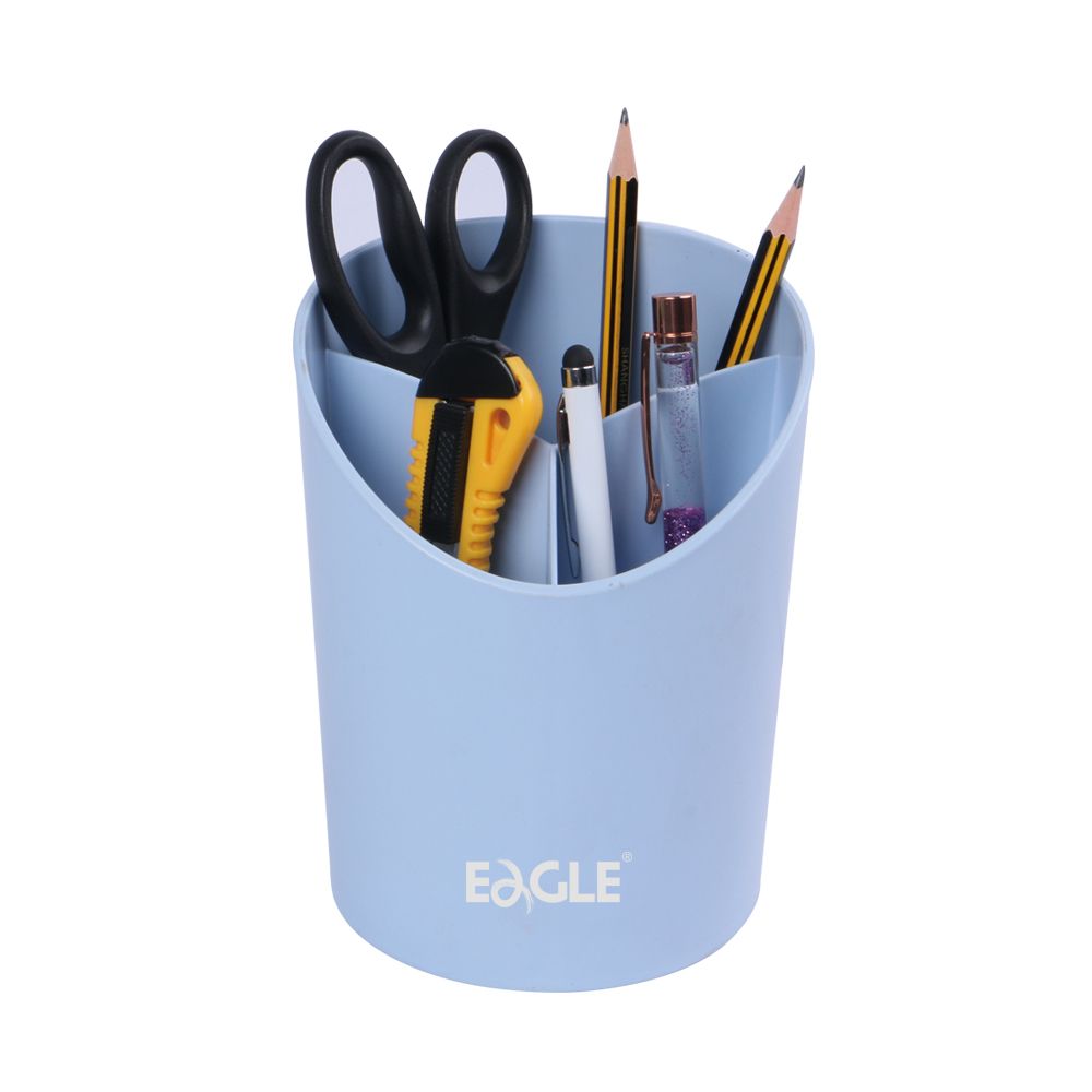 Eagle TY-LPC2-EL Desk Pencil Cup Multi-function 3 Departments Pen Container Plastic Pencil Holder Tool Organizer