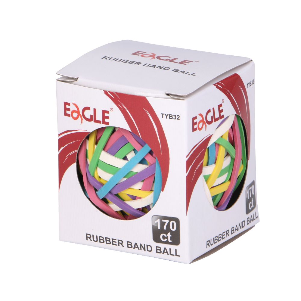 Eagle TYB32 Elastic Rubber Bands Ball, 170 Bands Per Ball, Assorted Colour