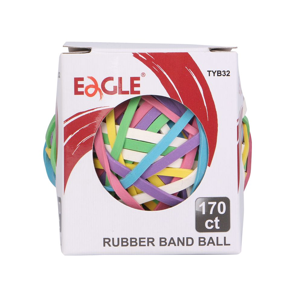 Eagle TYB32 Elastic Rubber Bands Ball, 170 Bands Per Ball, Assorted Colour