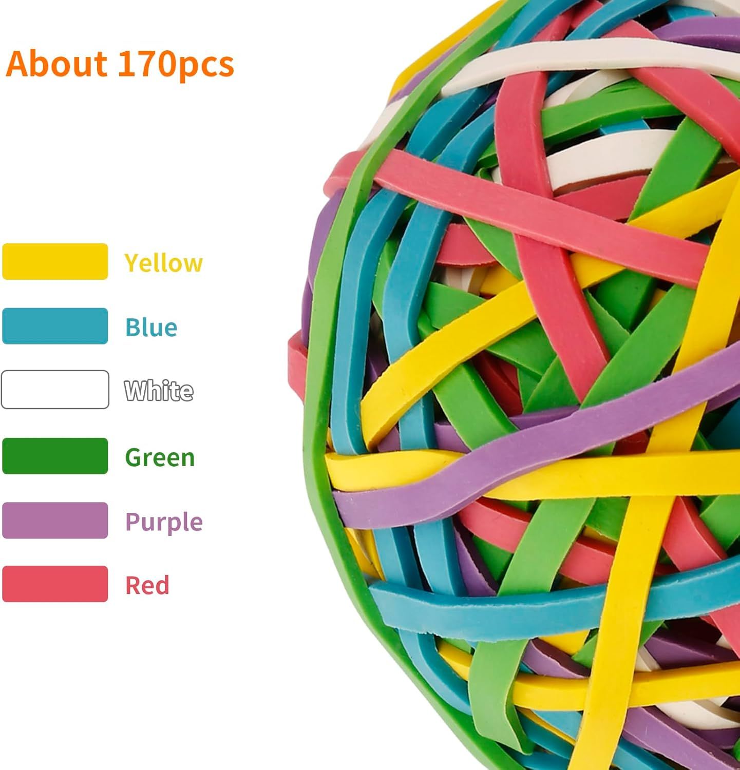 Eagle TYB32 Elastic Rubber Bands Ball, 170 Bands Per Ball, Assorted Colour