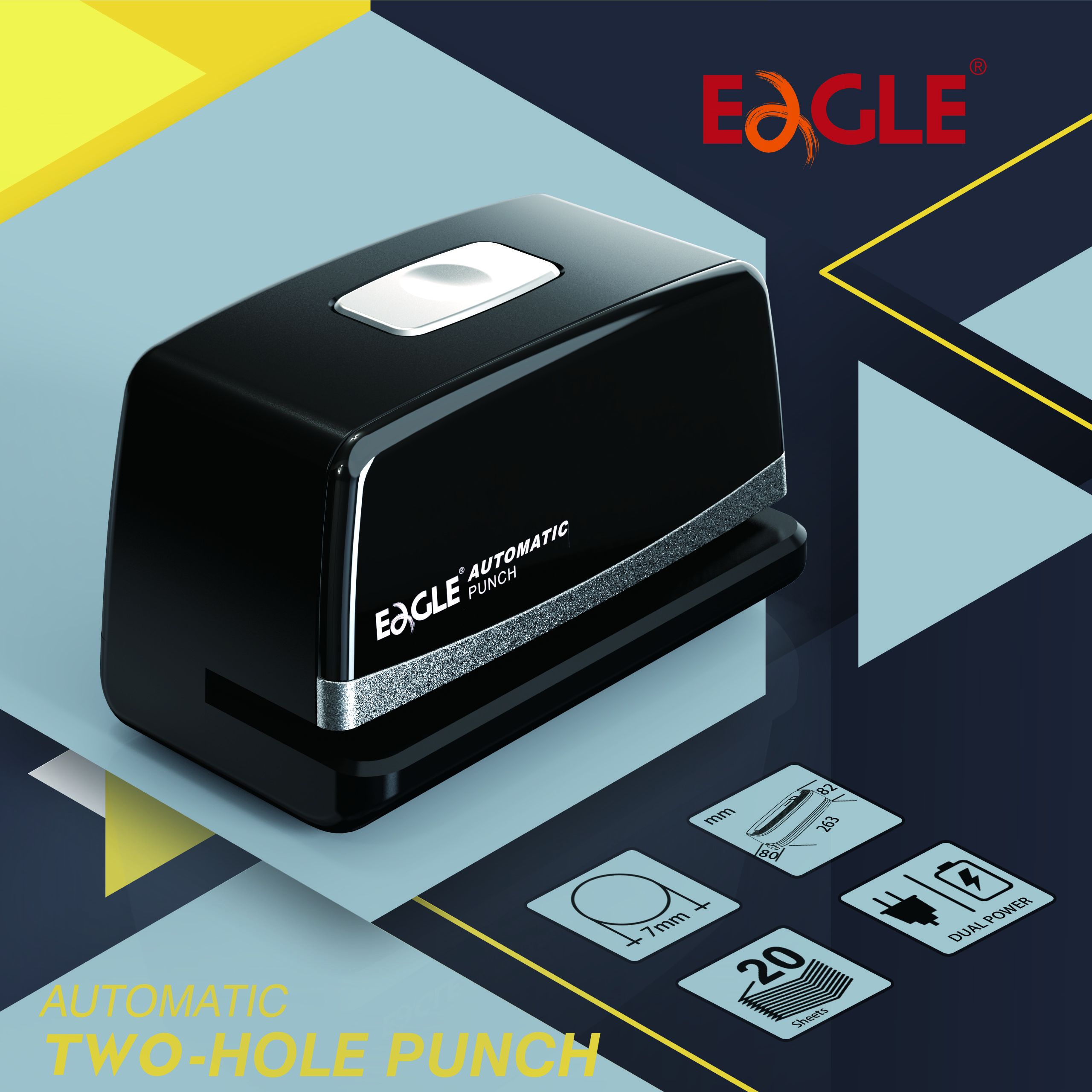 EAGLE EG-1682 Office Auto Perforadora De Papel Electric Heavy Duty Auto Round Hole Paper Punch Machine for Battery/AC Adapter