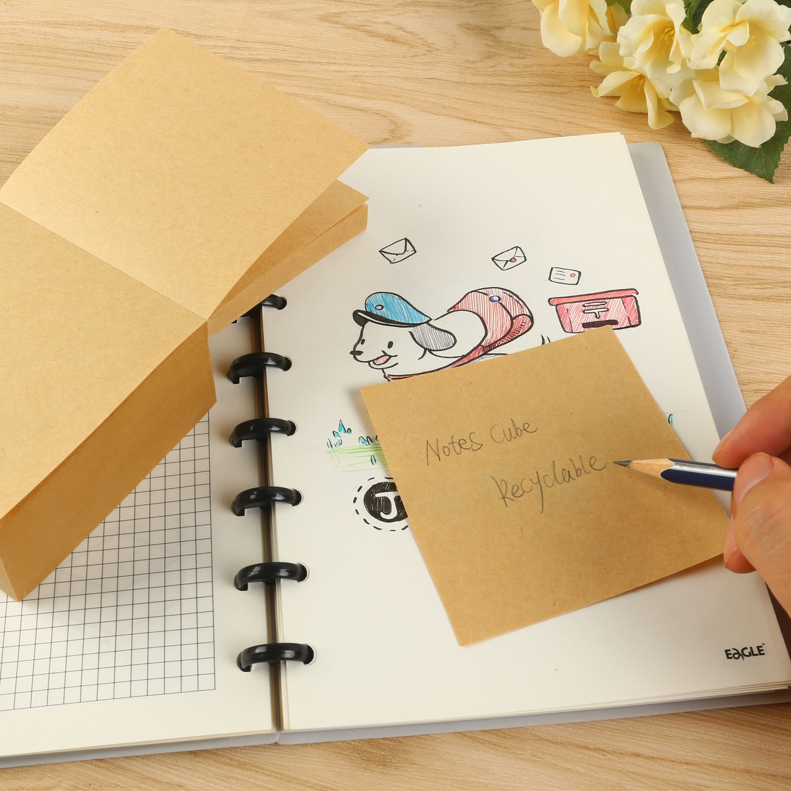 Eagle 648kp-500 Kraft Paper Sticky Note Office Stationery Square Self-Adhesive Removable Sticky Notes